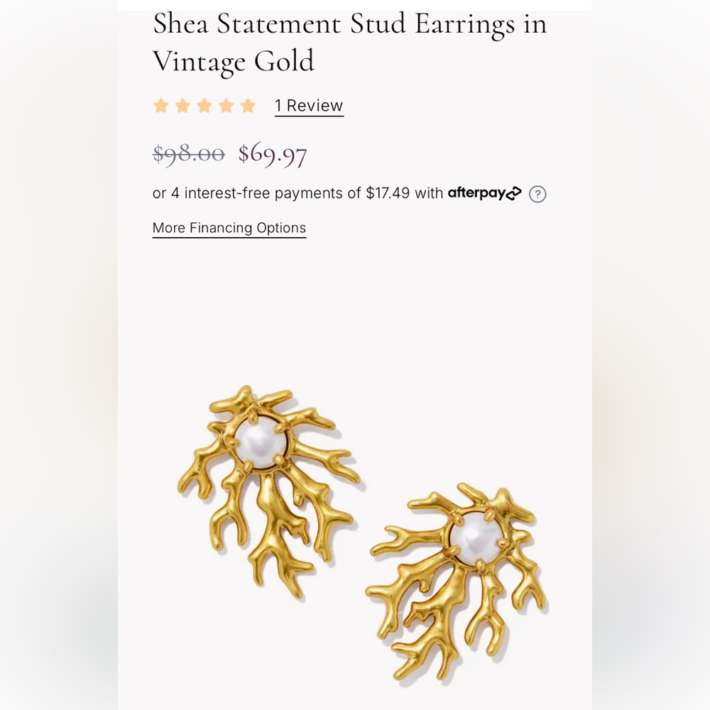 Kendra Scott Shea Statement Earrings Vintage Gold/White Pearl